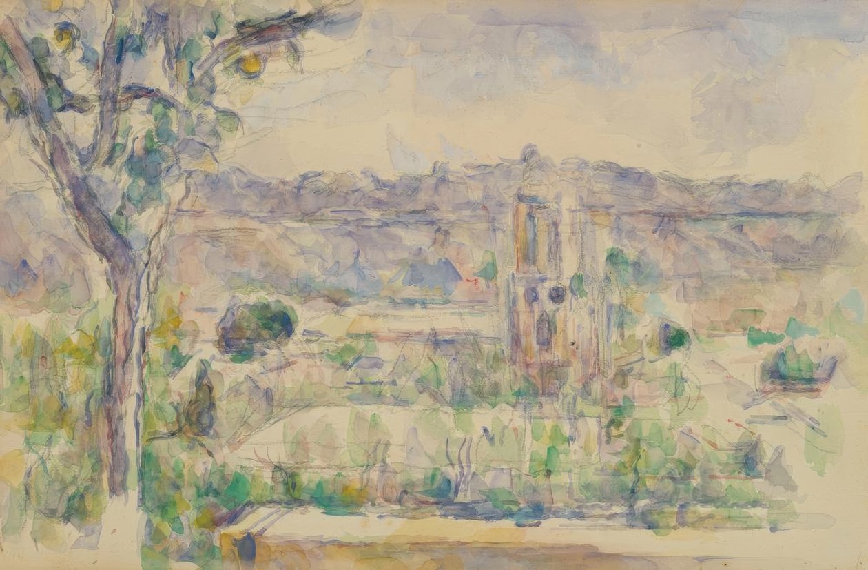 Aix domkirke set fra Lauves værksted af Paul Cézanne