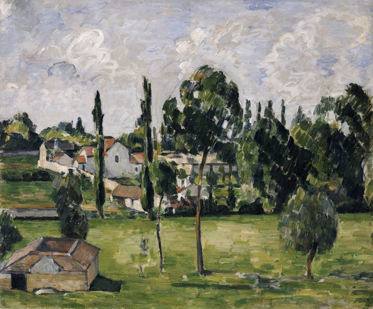 Landskab med vandlinje, c.1879 af Paul Cézanne