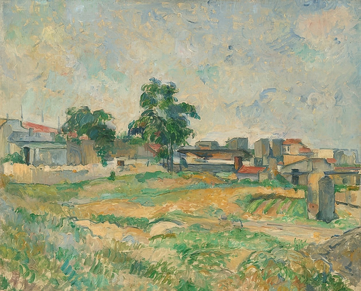 Landskab nær Paris. Omkring 1876 af Paul Cézanne