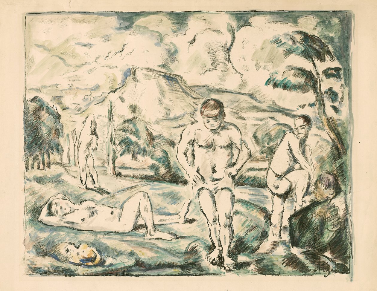 Store Badegæster af Paul Cézanne