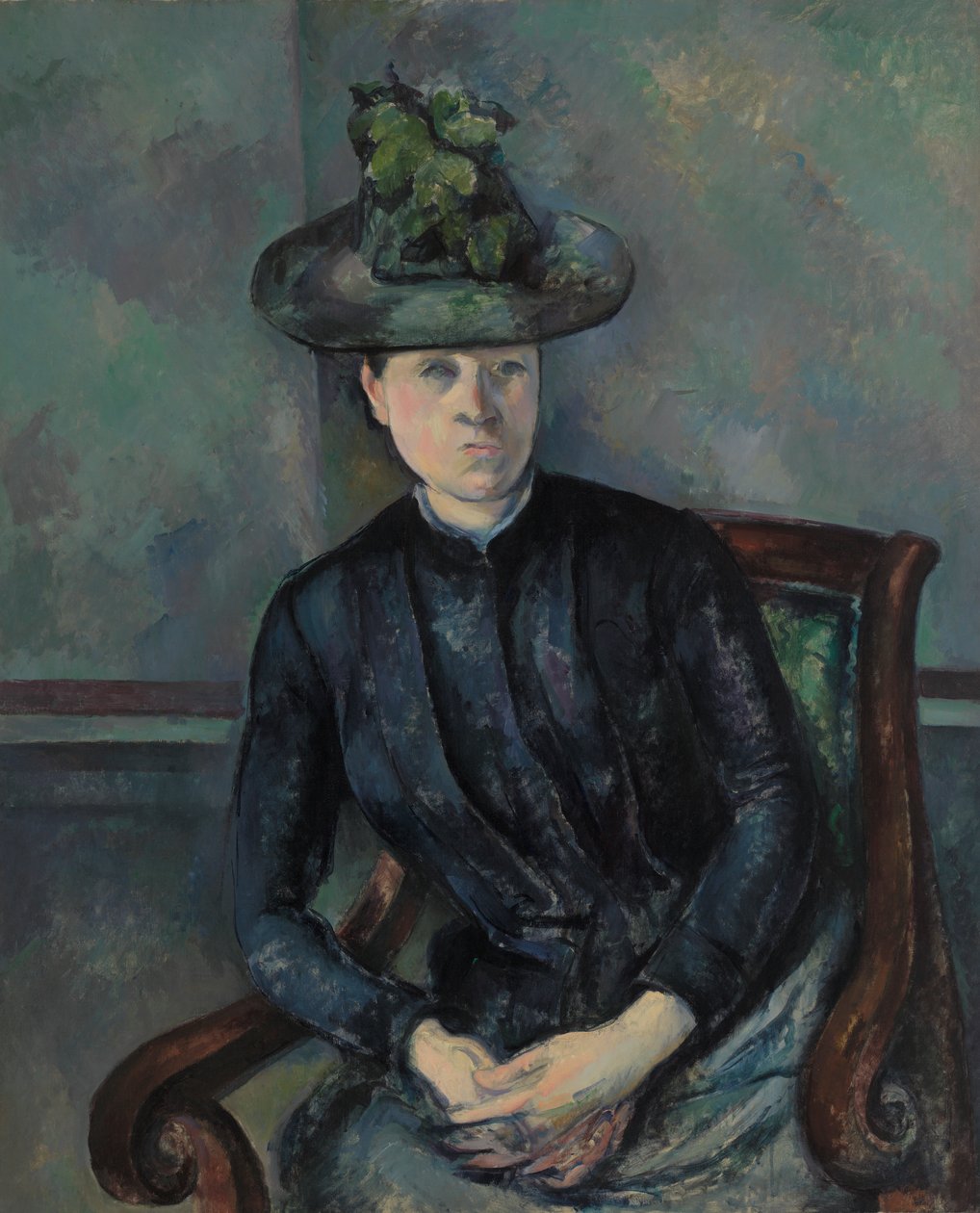 Madame Cézanne med grøn hat af Paul Cézanne