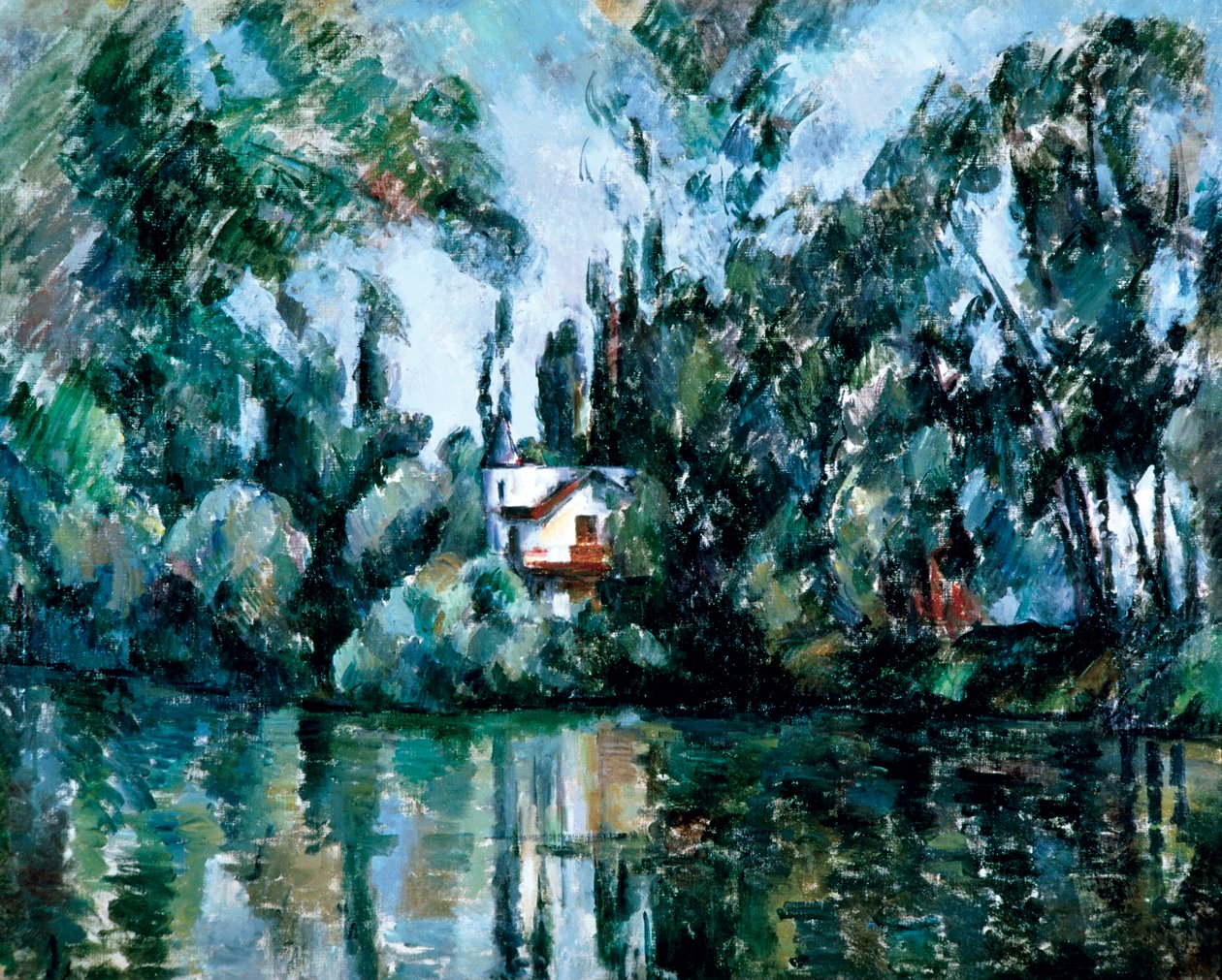 Hus ved bredden af Marne (Île Machefer i Saint-Maur-des-Fossés) af Paul Cézanne
