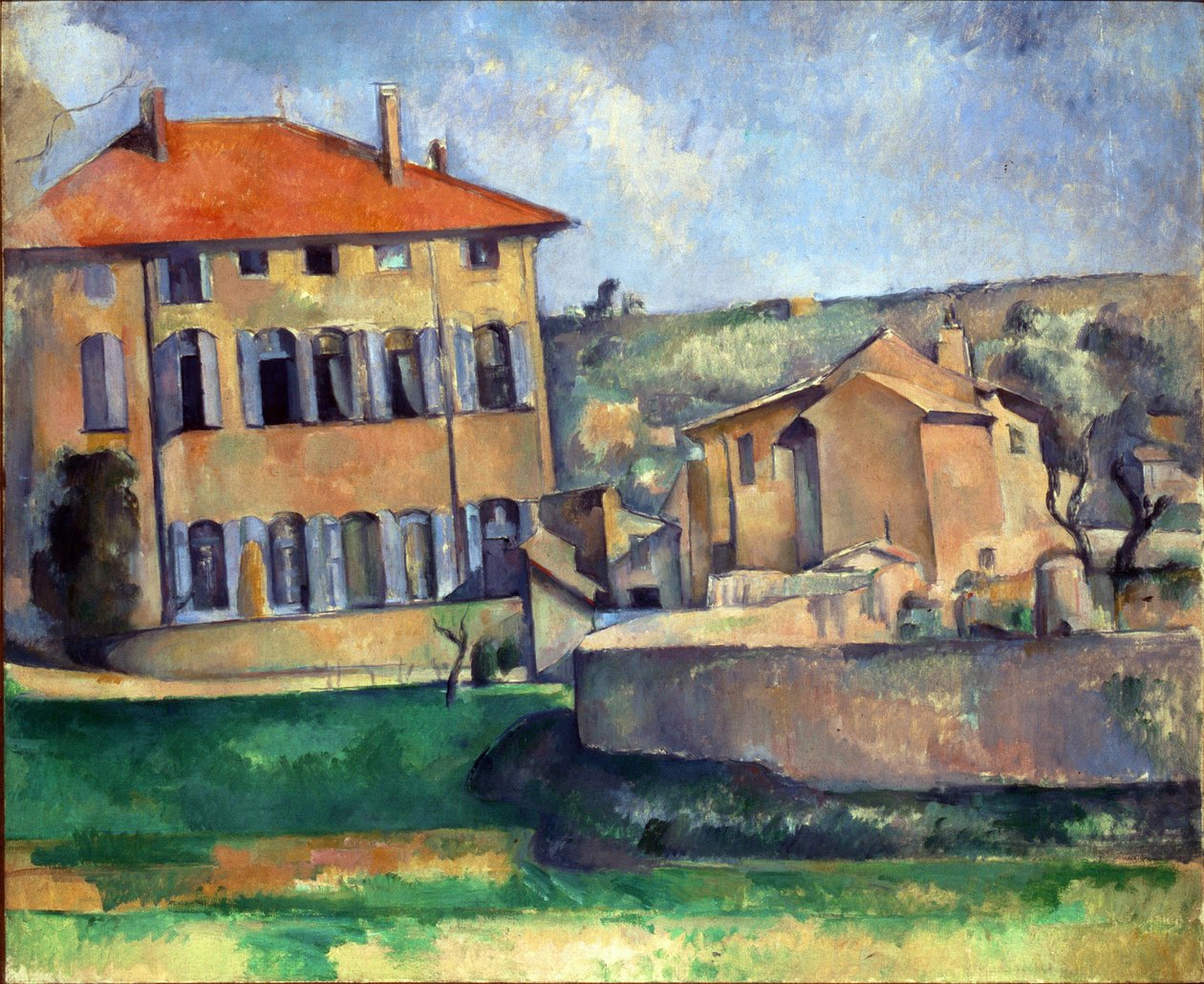 Maison et ferme a Jas de Bouffan - Hus og gård ved Jas de Bouffan af Cezanne, Paul (1839-1906). Olie på lærred, størrelse: 60x73, ca 1887, National Gallery, Prag af Paul Cézanne