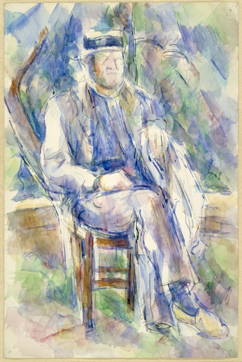 Mand iført stråhat, 1905-06 af Paul Cézanne