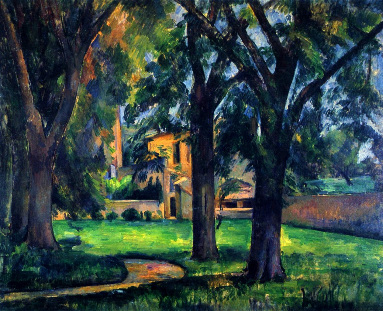 Kastanjetræer og Jas de Bouffan-gården af Paul Cézanne