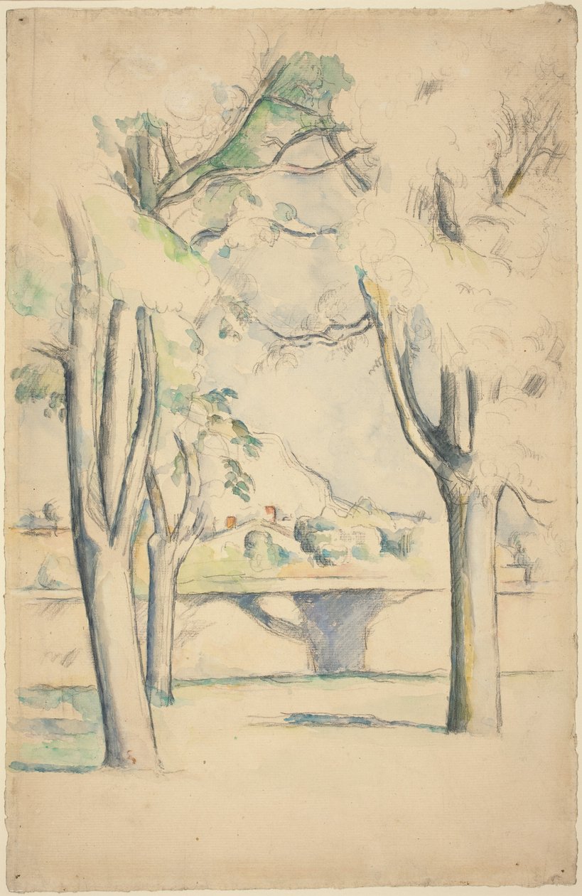 Mont Sainte-Victoire Set hinsides Jas de Bouffans mur af Paul Cézanne
