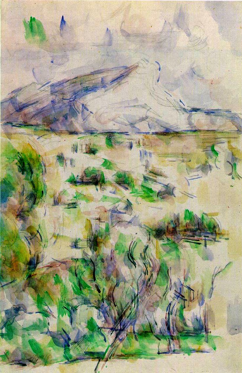 Mont Sainte Victoire fra les Lauves, 1902-06 (wc og blyant på papir) af Paul Cézanne
