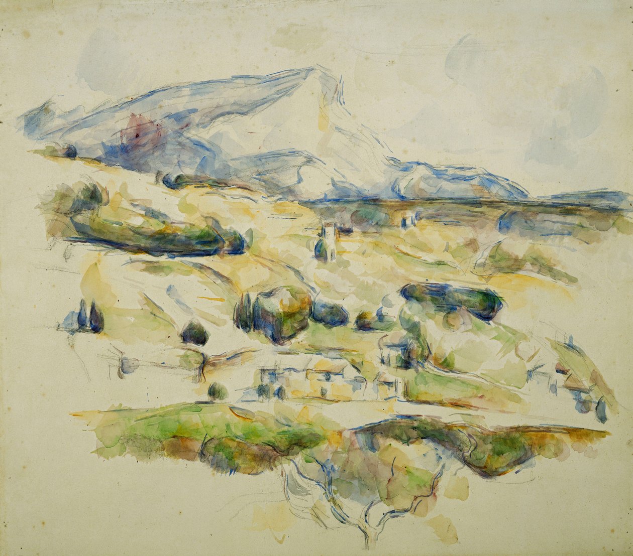 Mount Sainte Victoire ser mod Lauves; Sainte Victoire-bjerget set fra Lauves, ca. 1902-1906 af Paul Cézanne