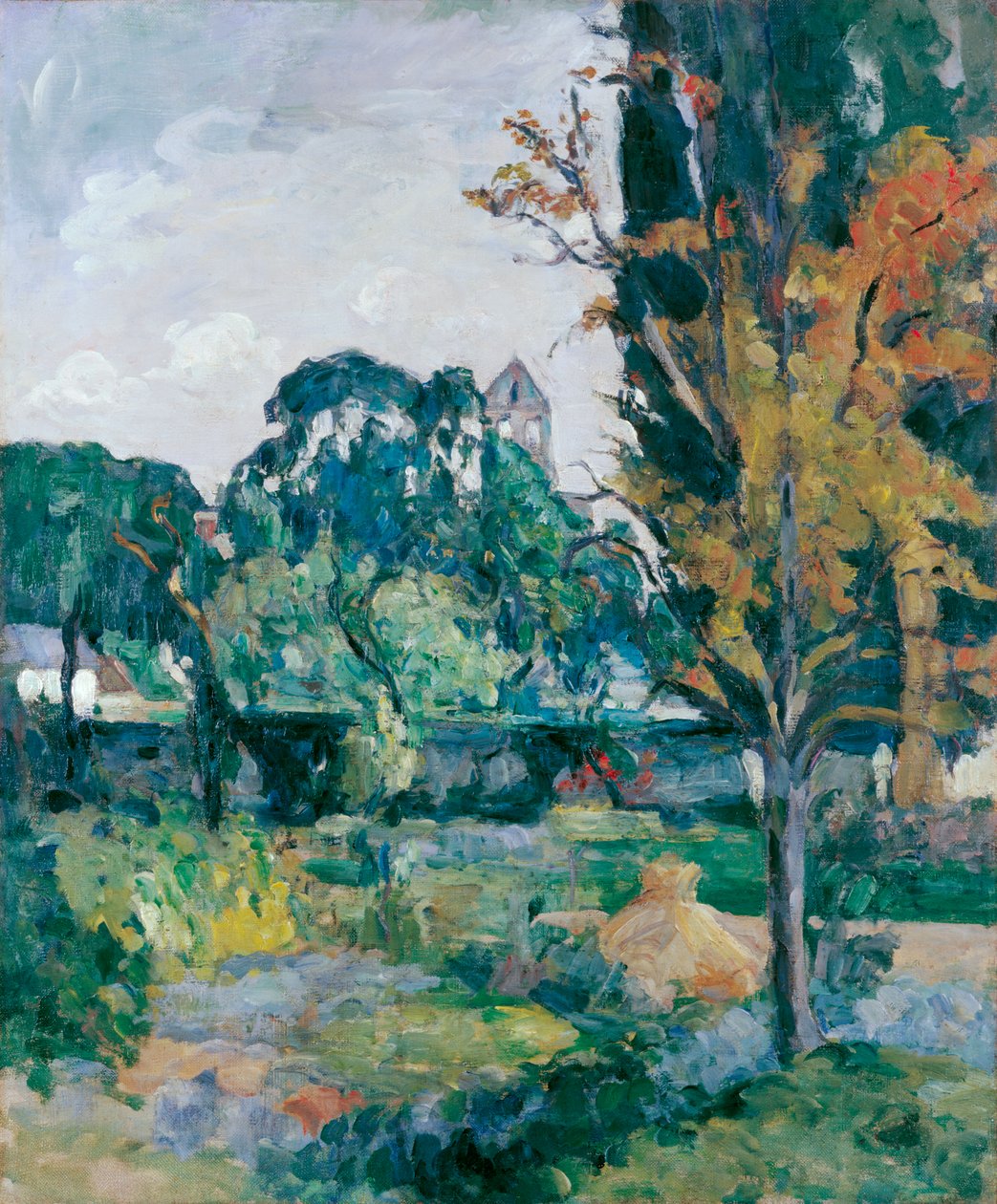 Landskab med klokketårn af Paul Cézanne