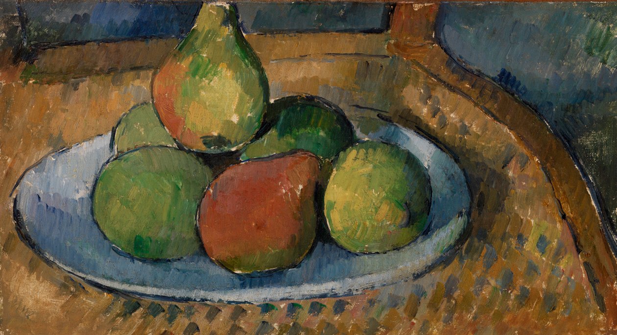 Tallerken med frugt på en stol af Paul Cézanne