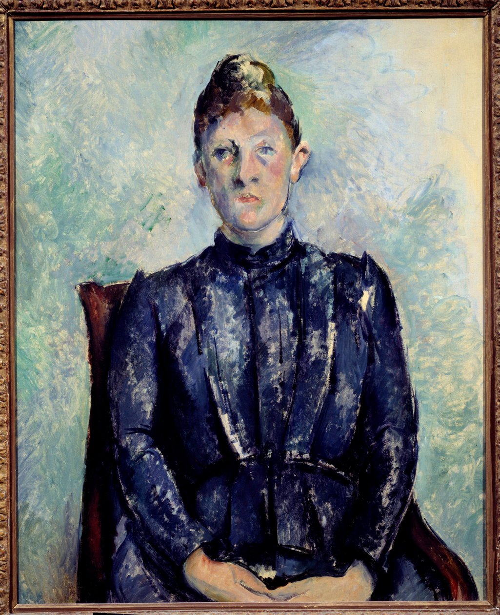 Portræt af Madame Cezanne Maleri af Paul Cezanne (1839-1906) 1800-tallet søn. 0,65x0,81 m Paris, Musee de l