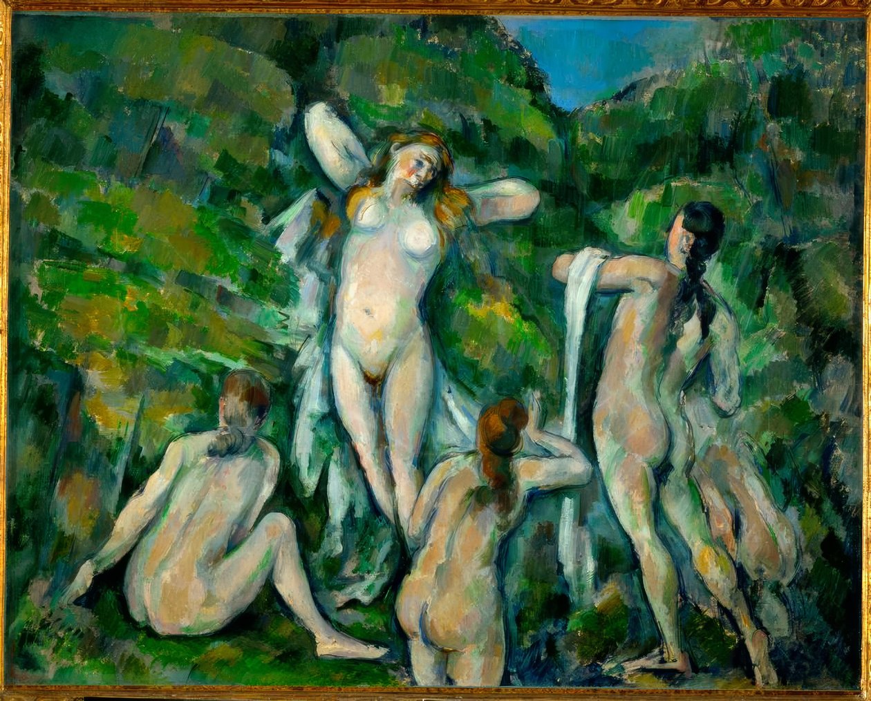 Fire badende af Paul Cézanne