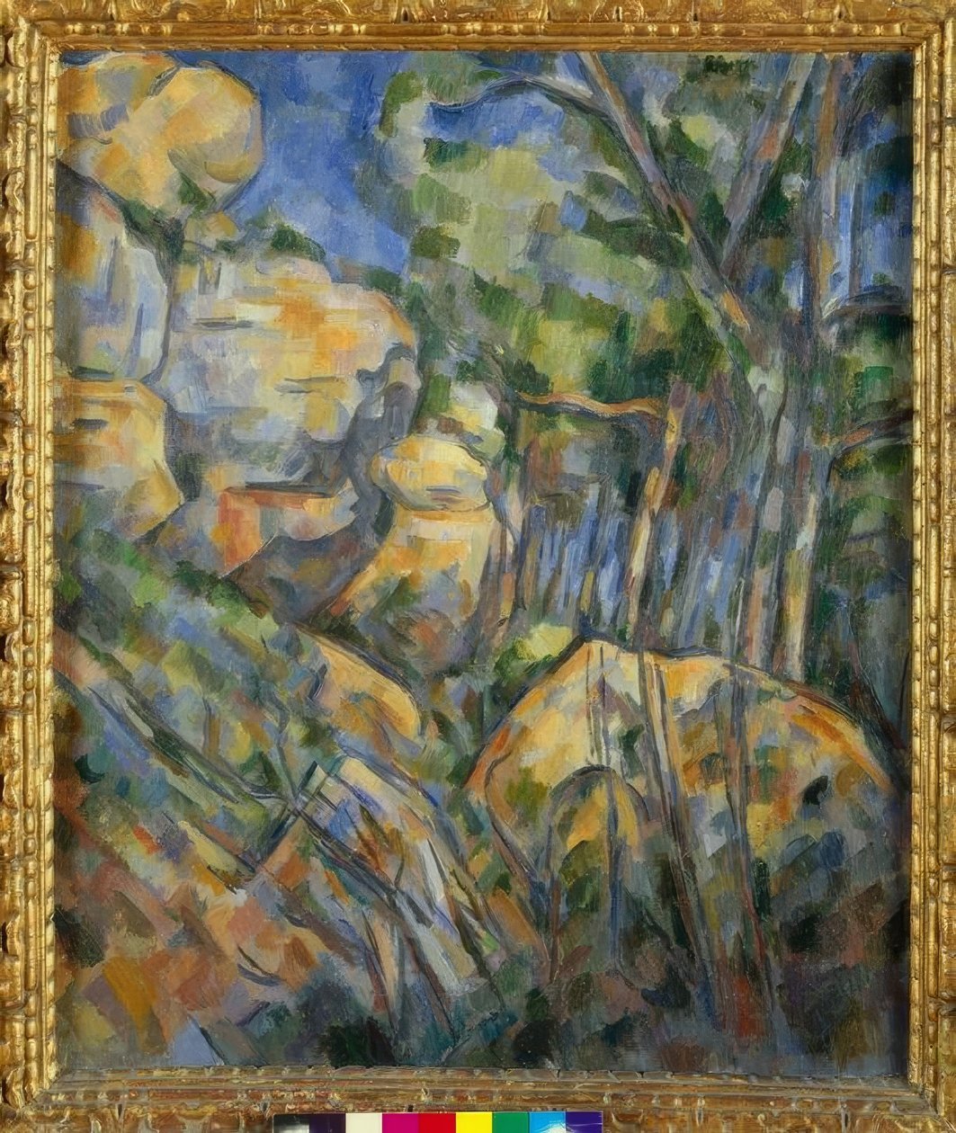 Klipper nær hulerne over Château-Noir af Paul Cézanne
