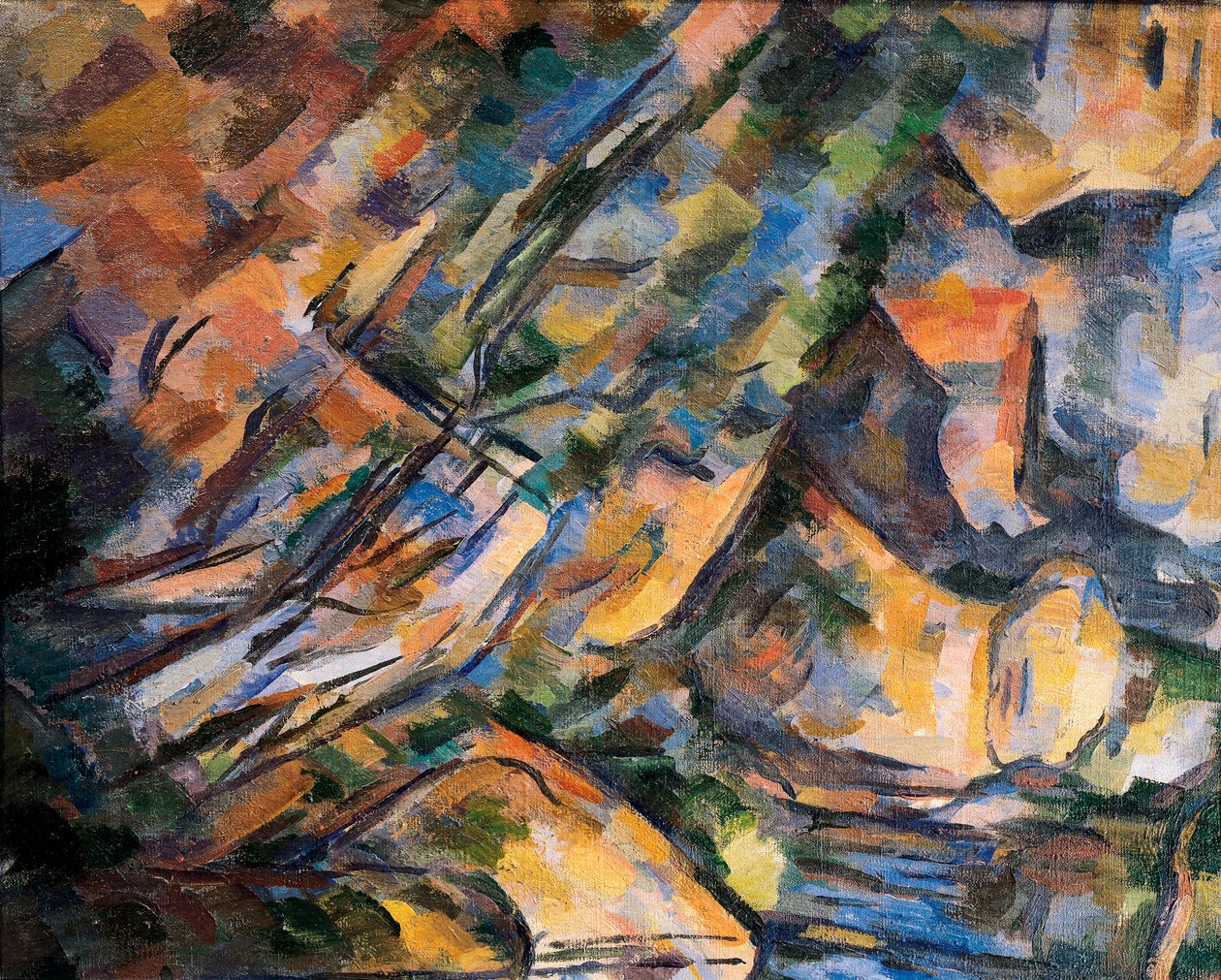 Klipper nær hulerne over Chateau Noir, detaljer. Maleri af Paul Cezanne (1839-1906) af Paul Cézanne