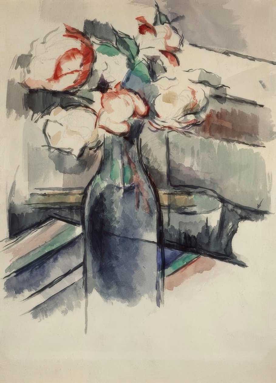 Roser på flaske af Paul Cézanne