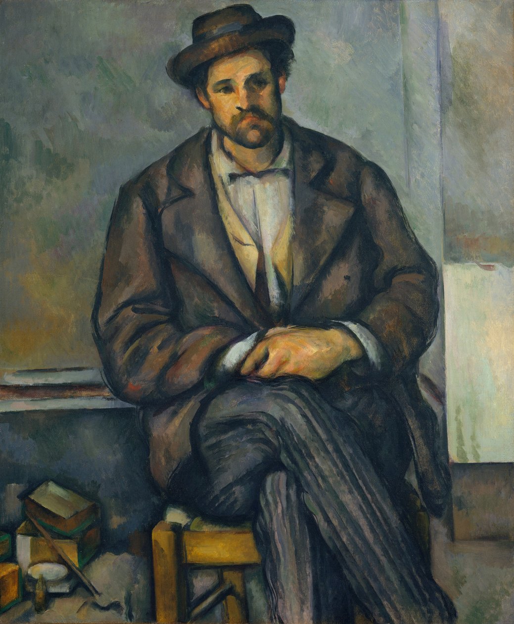 Siddende Bonde, c.1892-96 af Paul Cézanne