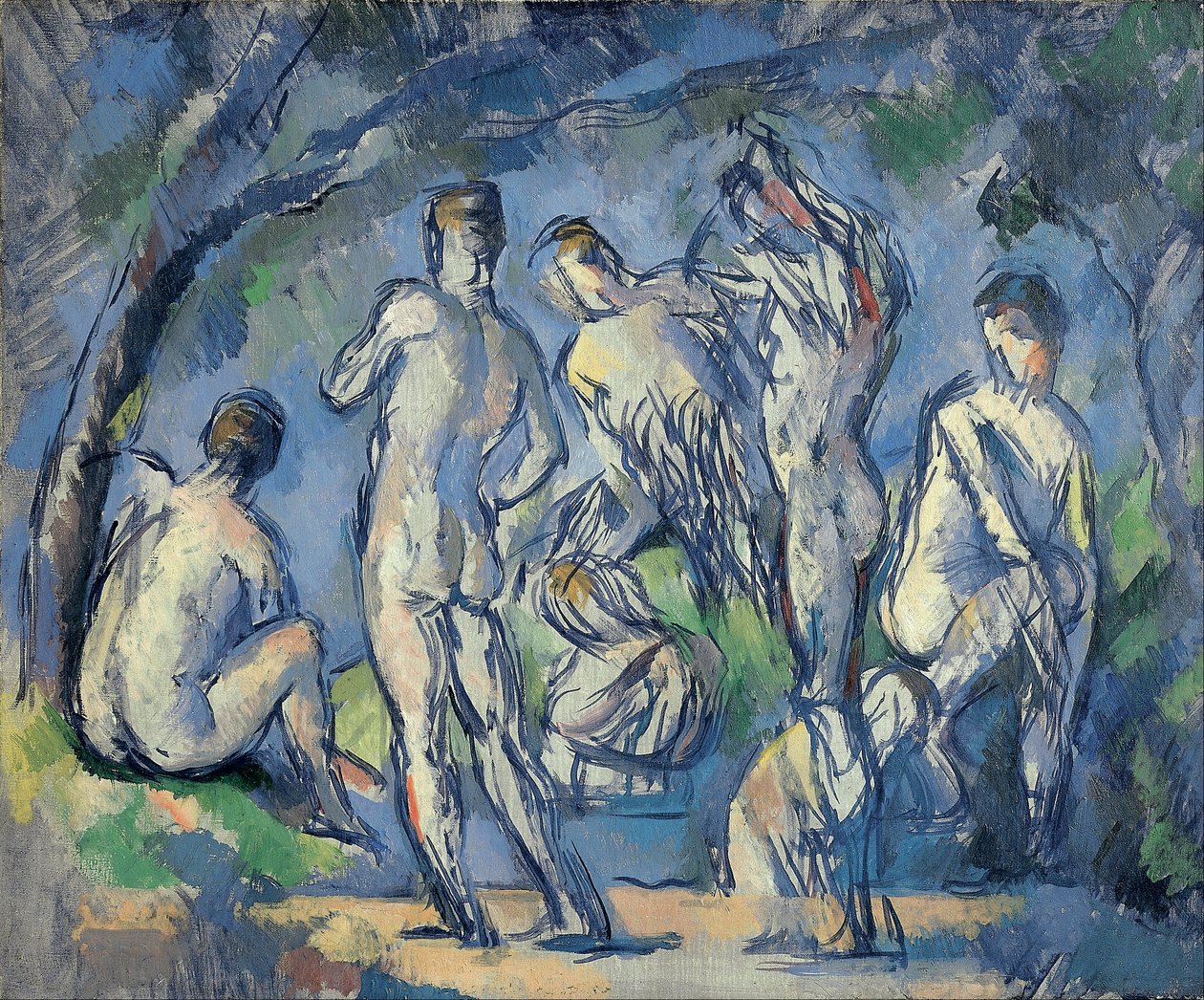 Syv badegæster af Paul Cézanne