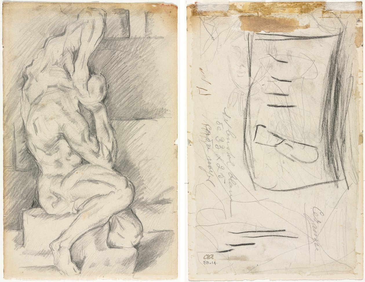 Skitse af anatomisk skulptur (recto) Skitse af Madame Cézanne (verso) af Paul Cézanne