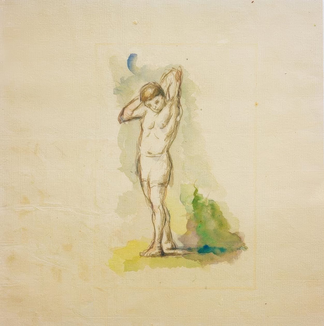 Stående badende med armene foldet bag nakken af Paul Cézanne