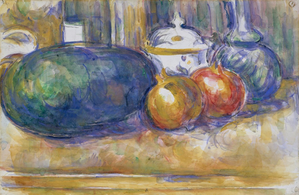 Stilleben med en vandmelon og granatæbler, 1900-1906. af Paul Cézanne