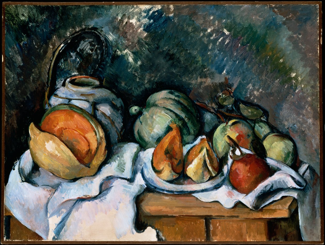 Stilleben med frugt og en ingefærpotte, ca. 1895 af Paul Cézanne