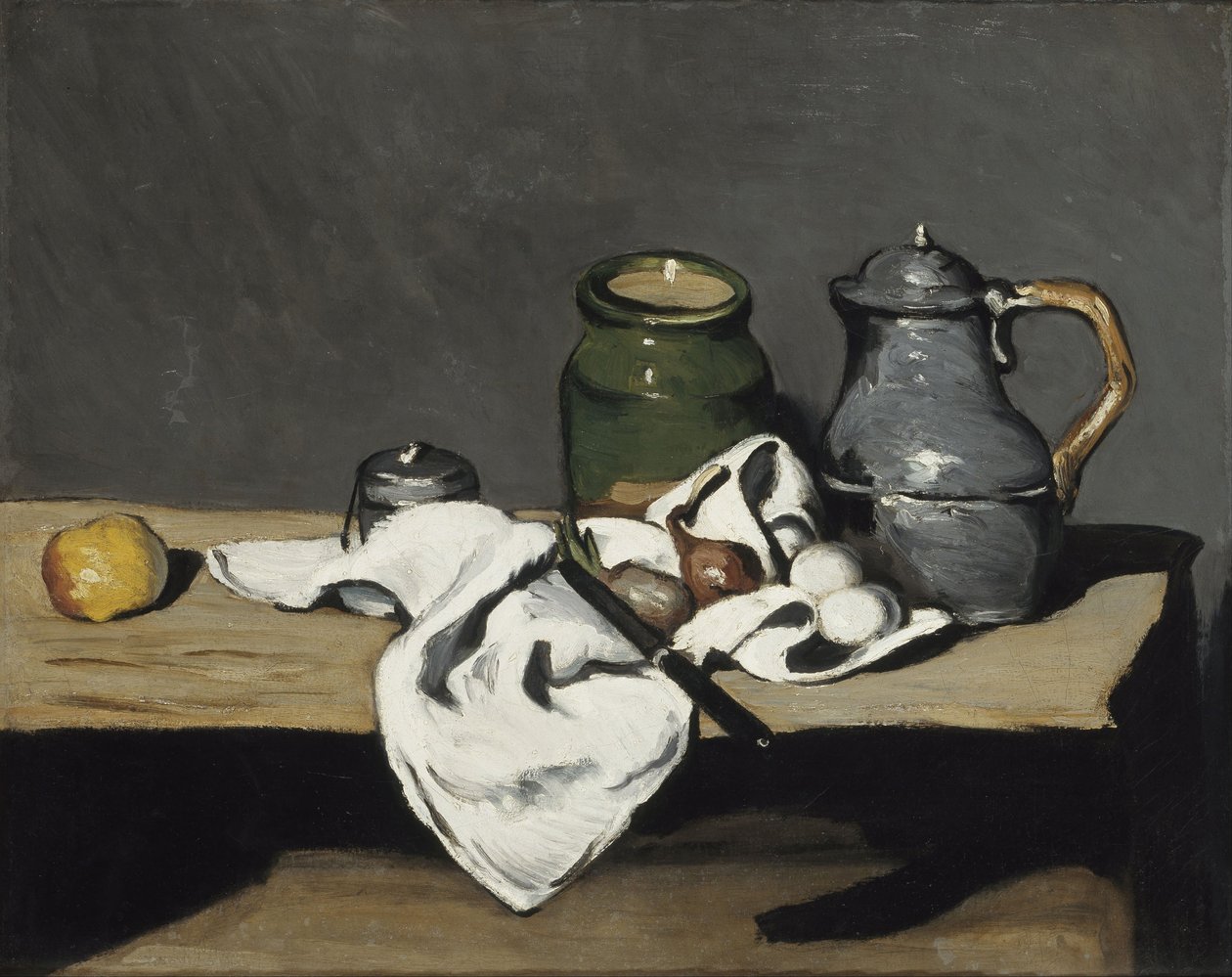 Stilleben med kedel, 1867-1869 af Paul Cézanne