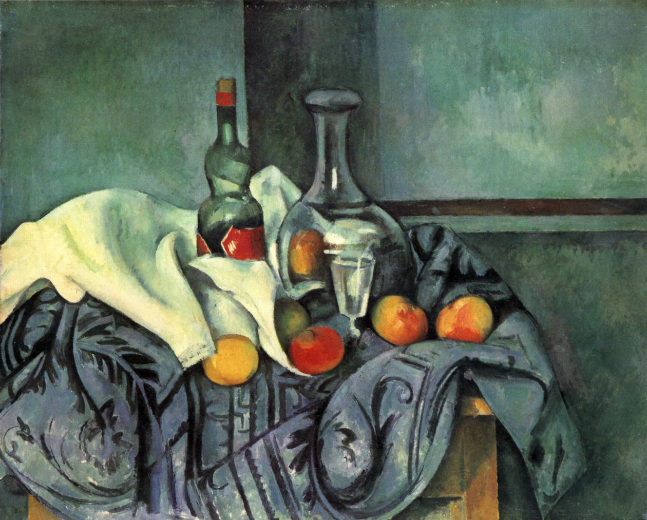 Stilleben, pebermynteflaske af Paul Cézanne
