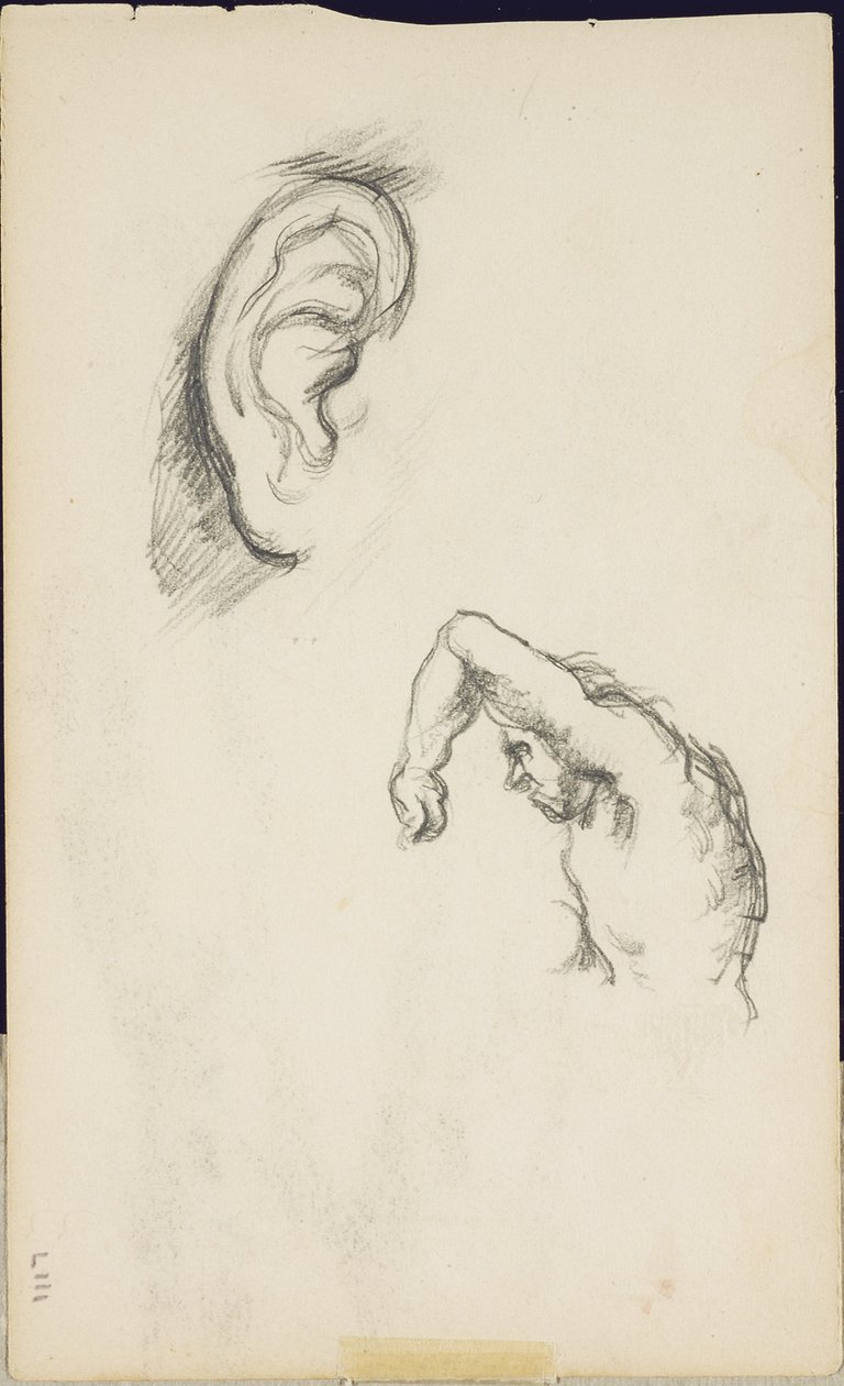 Studier efter Luca Signorelli: et øre og en mandsfigur, ca. 1877-80 af Paul Cézanne