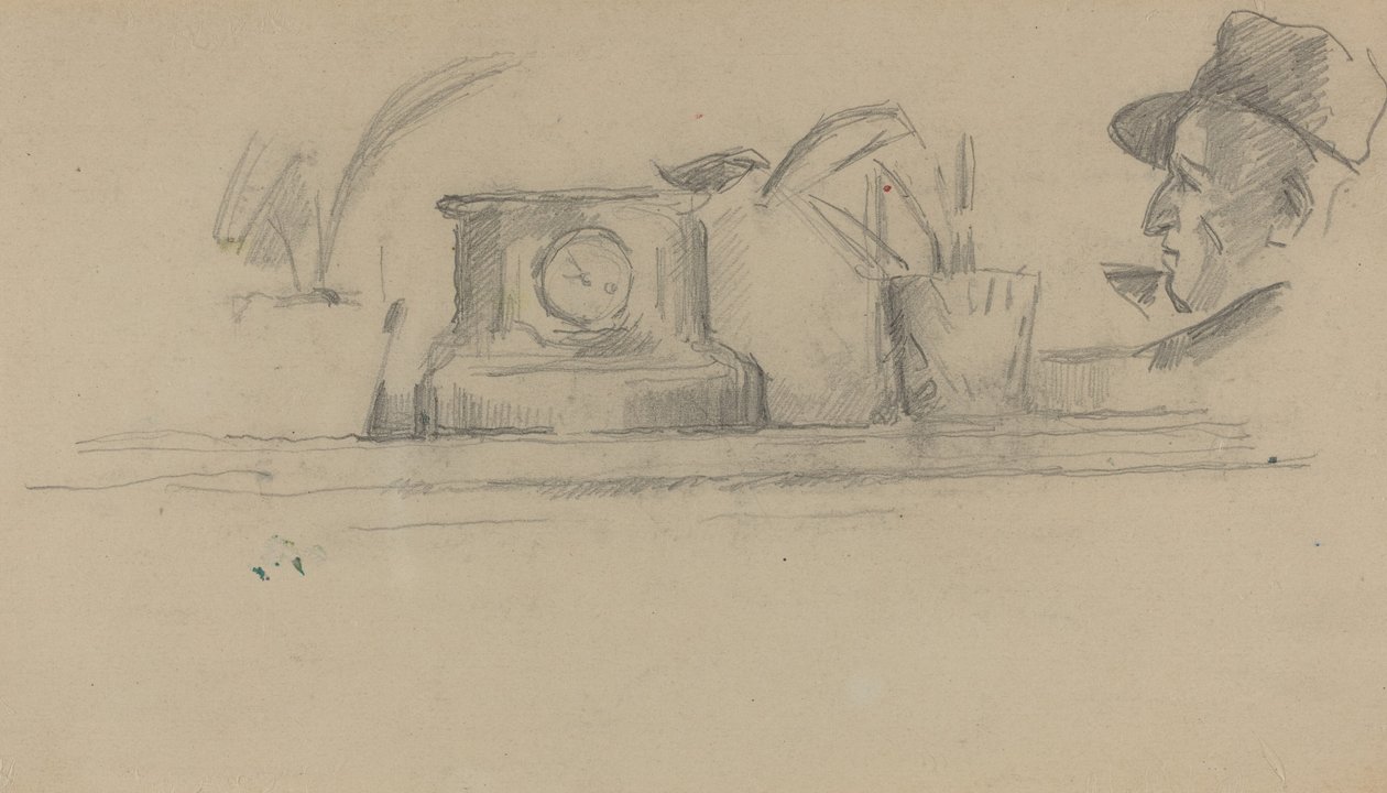 Kunstnerens far og genstande på en kappe [verso] af Paul Cézanne