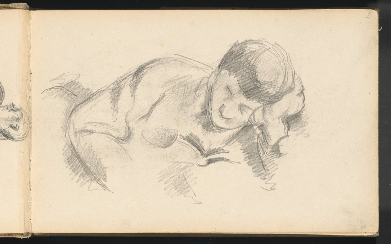 Kunstnerens søn læner sig op ad albuen, ca. 1887. af Paul Cézanne