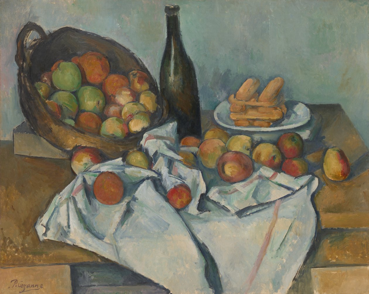 Kurven med æbler af Paul Cézanne
