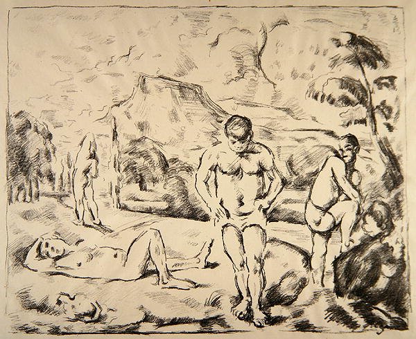The Baders, ca. 1898 (litho) af Paul Cézanne