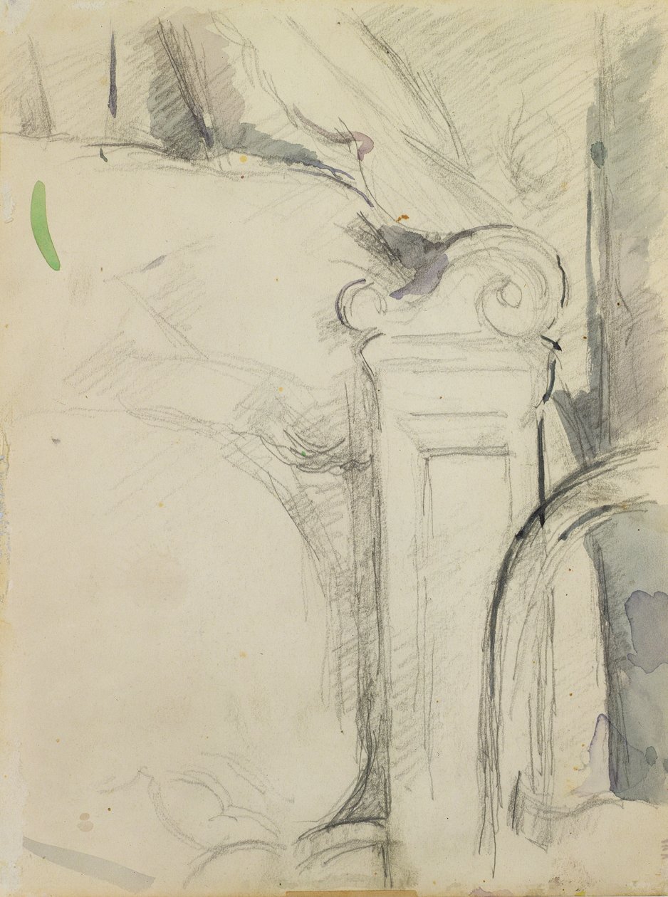 The Bedstead (blyant & wc på papir) af Paul Cézanne