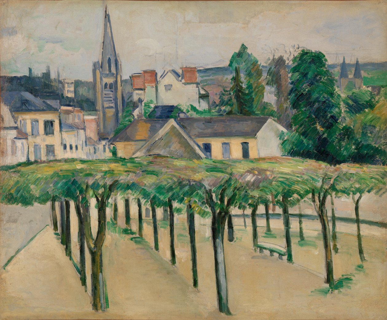Saint-Aspais-kirken set fra Place de la Préfecture ved Melun af Paul Cézanne