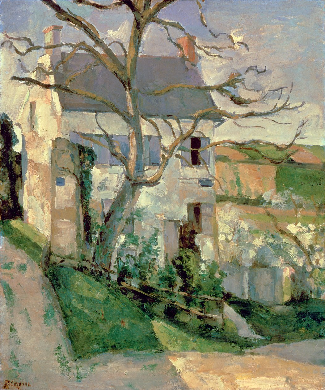 Huset og træet, c.1873-74 af Paul Cézanne