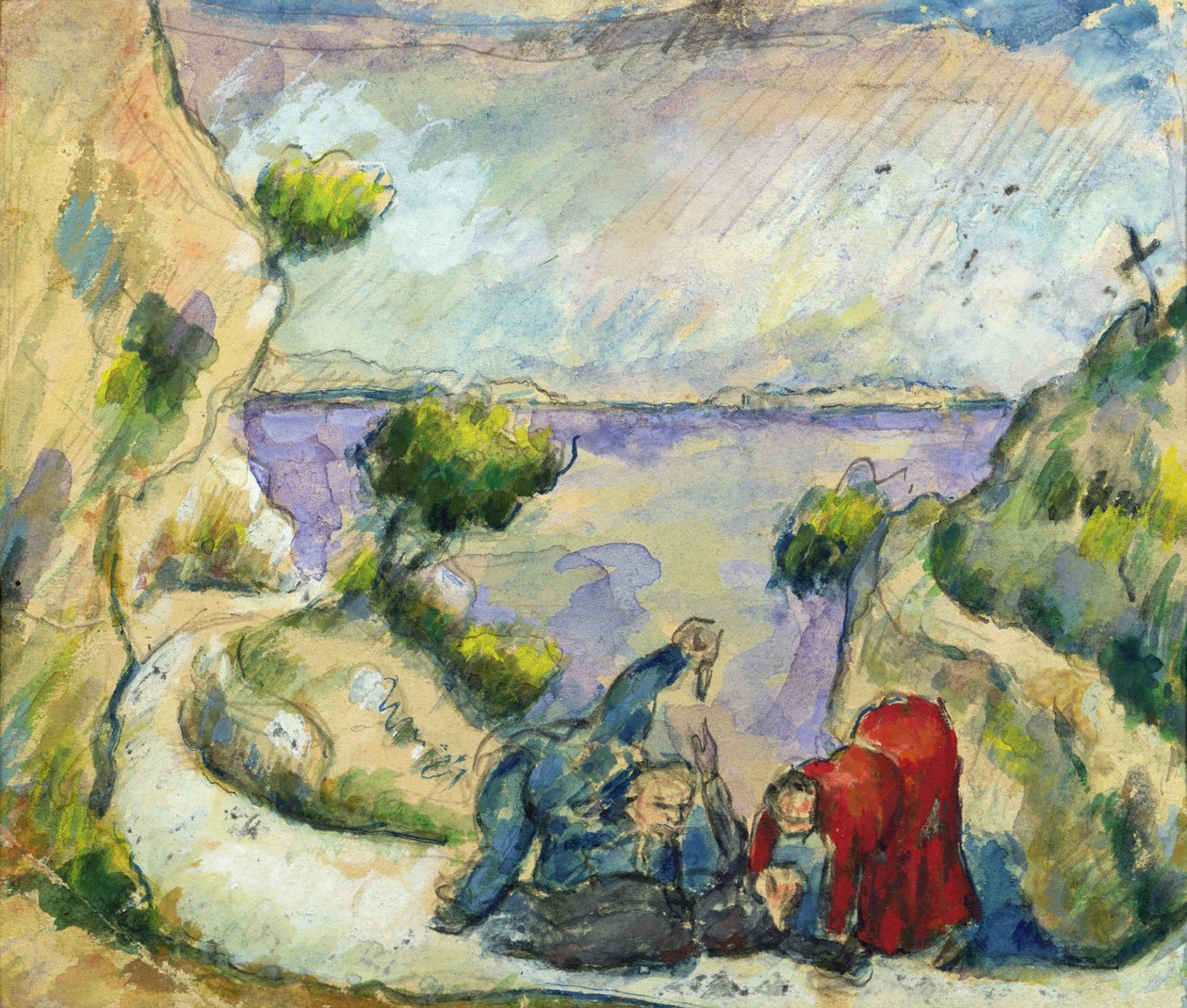 Mordet, ca. 1867-70 (akvarel og gouache på papir) af Paul Cézanne