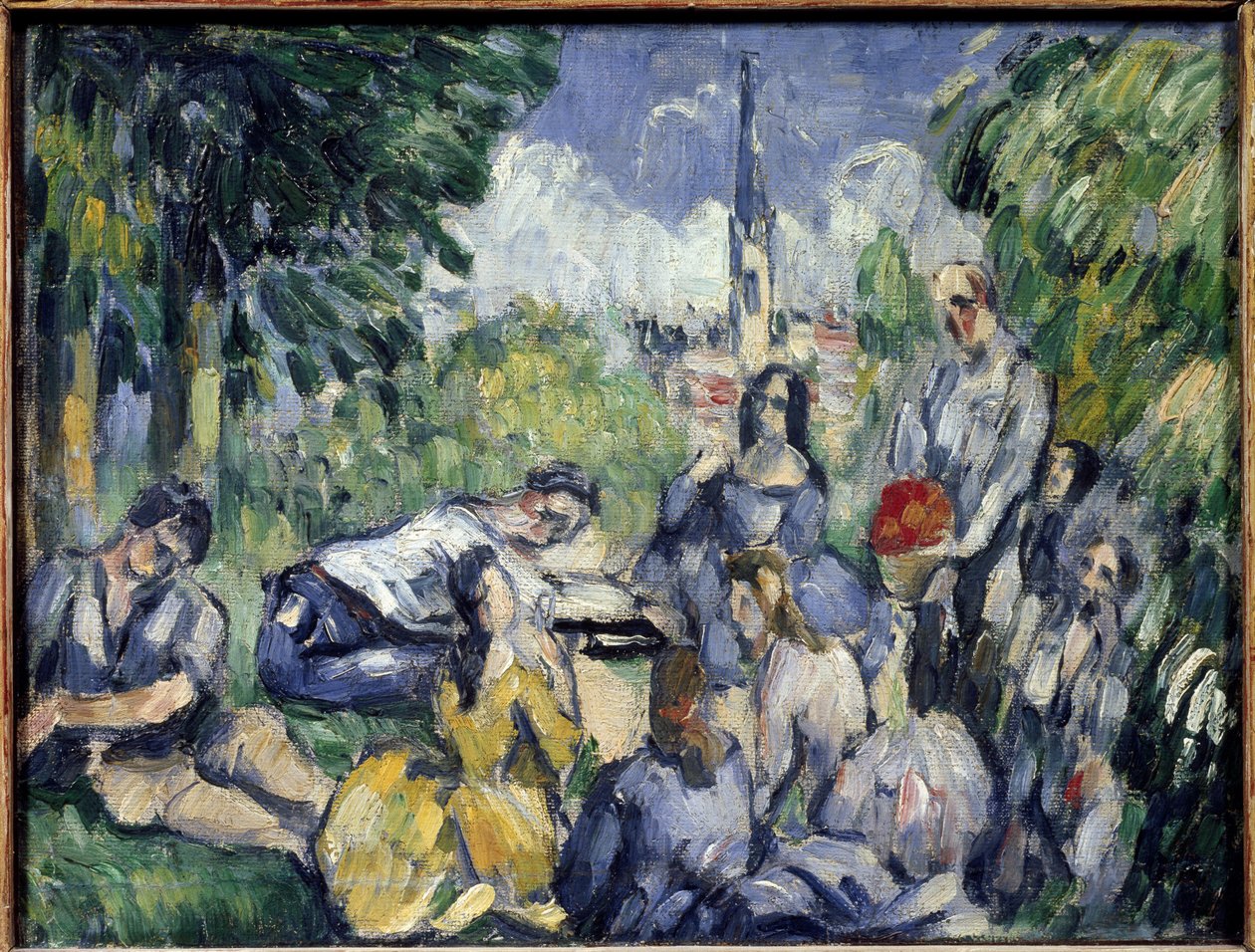 Morgenmaden på græsset - Olie på lærred af Paul Cézanne