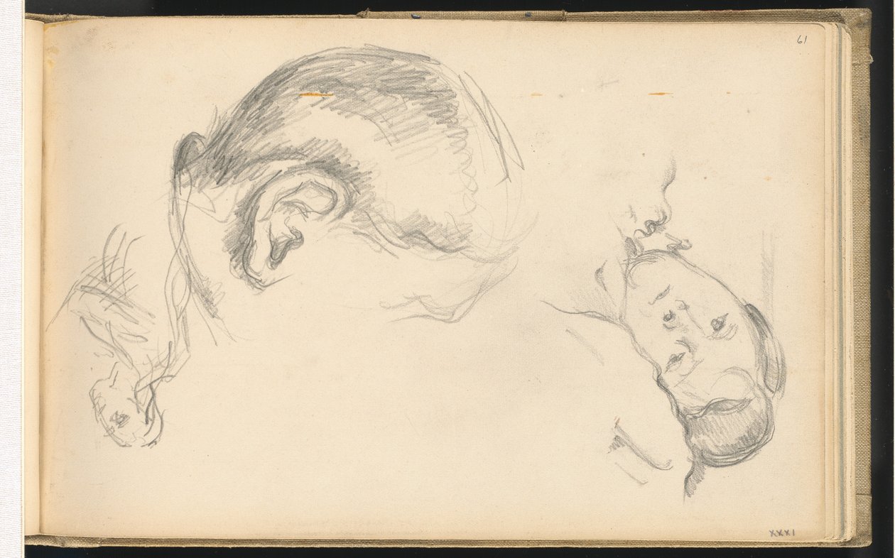 Tre hoveder, et af Madame Cézanne af Paul Cézanne