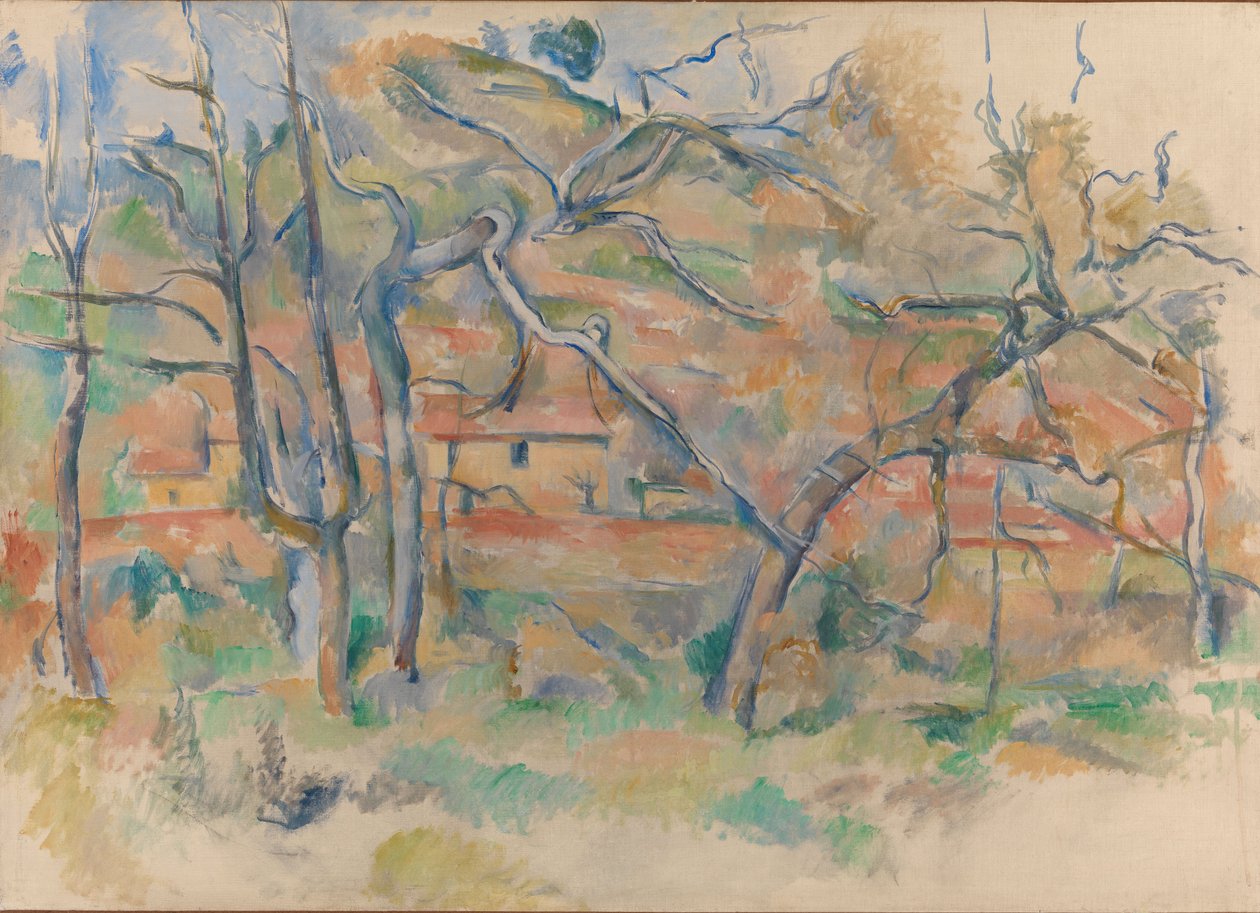 Træer og huse, Provence, ca. 1885 (olie på lærred) af Paul Cézanne