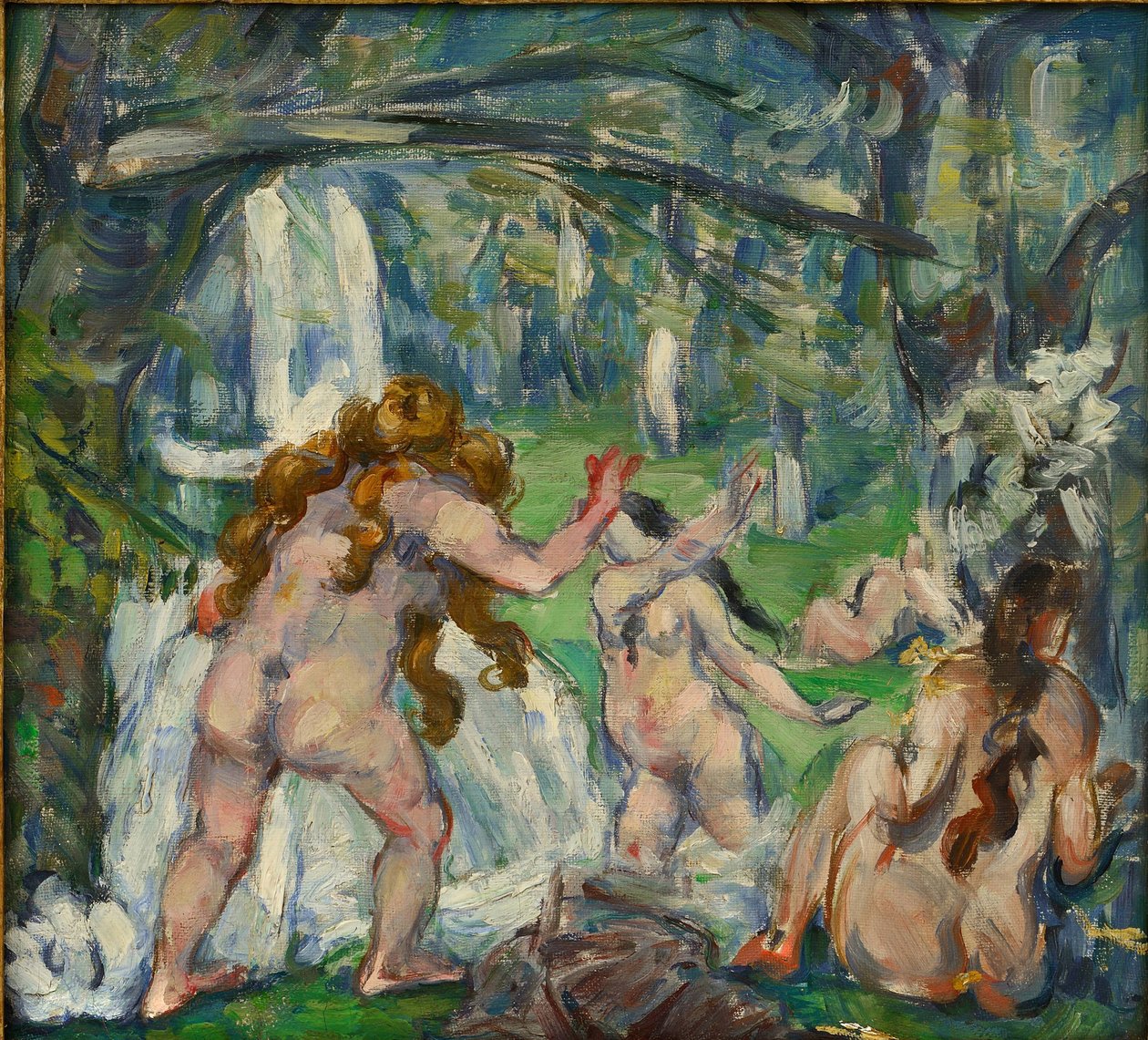 ""Tre badende"" Maleri af Paul Cezanne (1839-1906) 1875 Olie på lærred - størrelse 30,5x33 cm Privat samling af Paul Cézanne