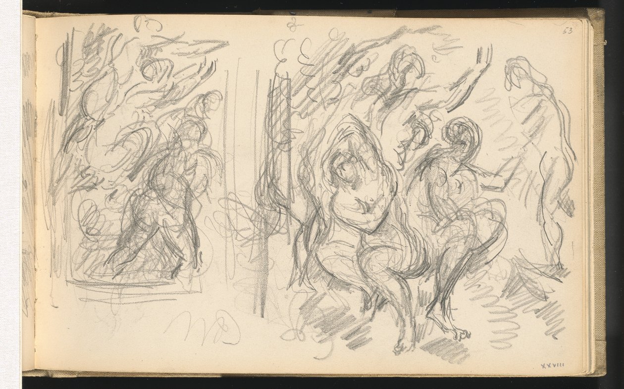 To studier til "The Judgment of Paris" eller "The Amorous Shepherd" af Paul Cézanne