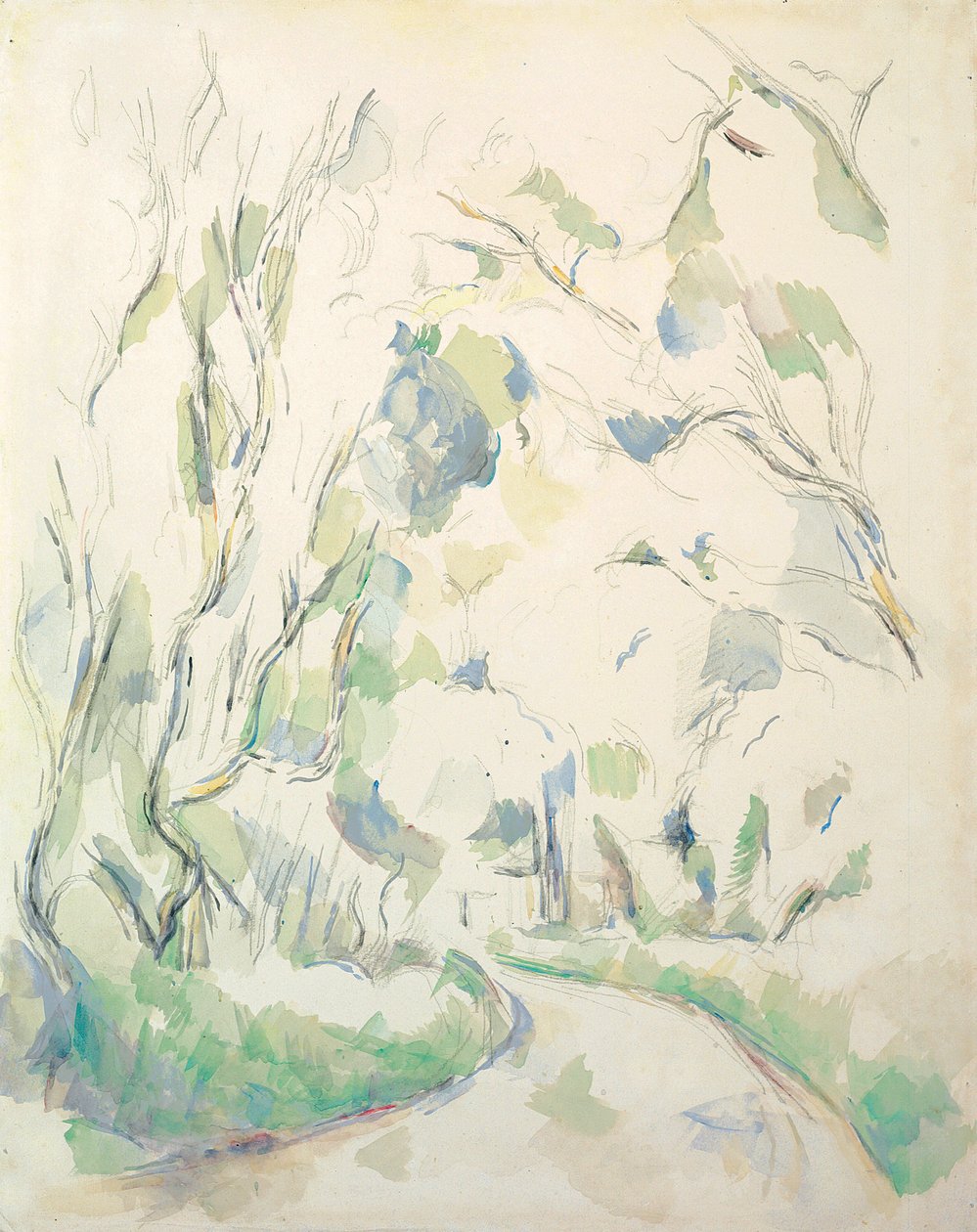 Brønde og en snoet sti i Chateau Noir Park; God og snoet vej på Chateau Noirs grund, ca. 1900 af Paul Cézanne