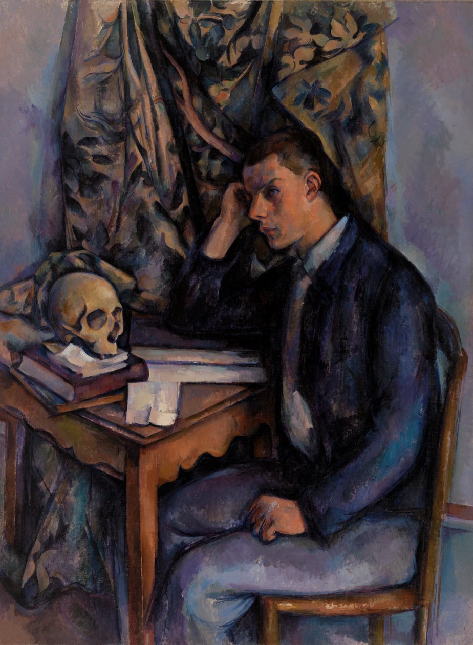 Ung mand og kranium af Paul Cézanne