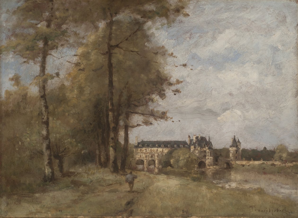 The Castle of Chenonceau (olie på lærred) af Paul Desire Trouillebert