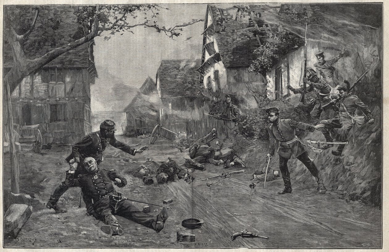 Krig 1870-1871 - ved slaget ved Woerth (eller slaget ved Froeschwiller Woerth, Froeschwiller-Woerth), 6. august af Paul Émile Boutigny