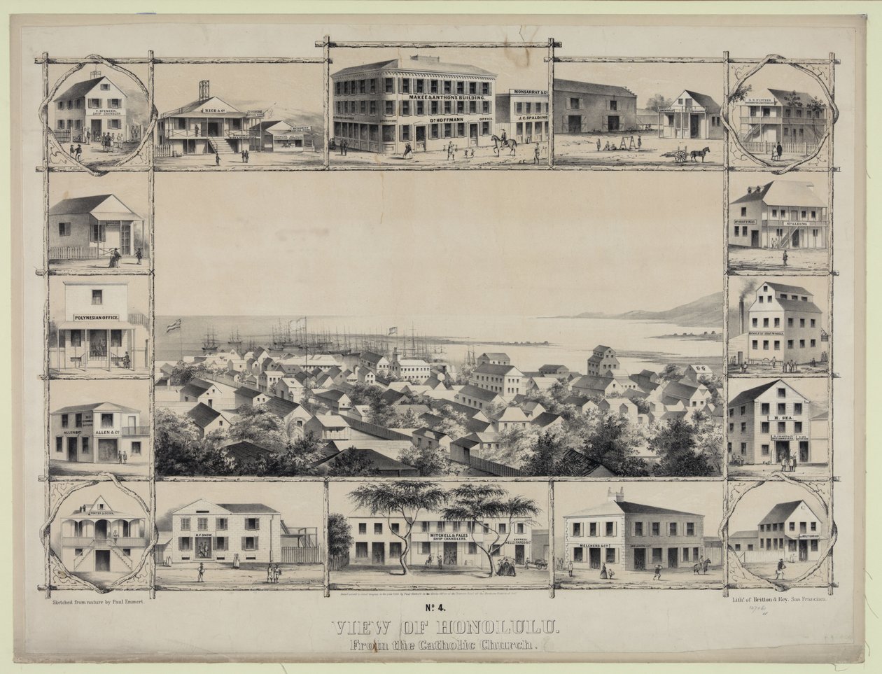 Nr. 4. Udsigt over Honolulu. Fra den katolske kirke. af Paul Emmert