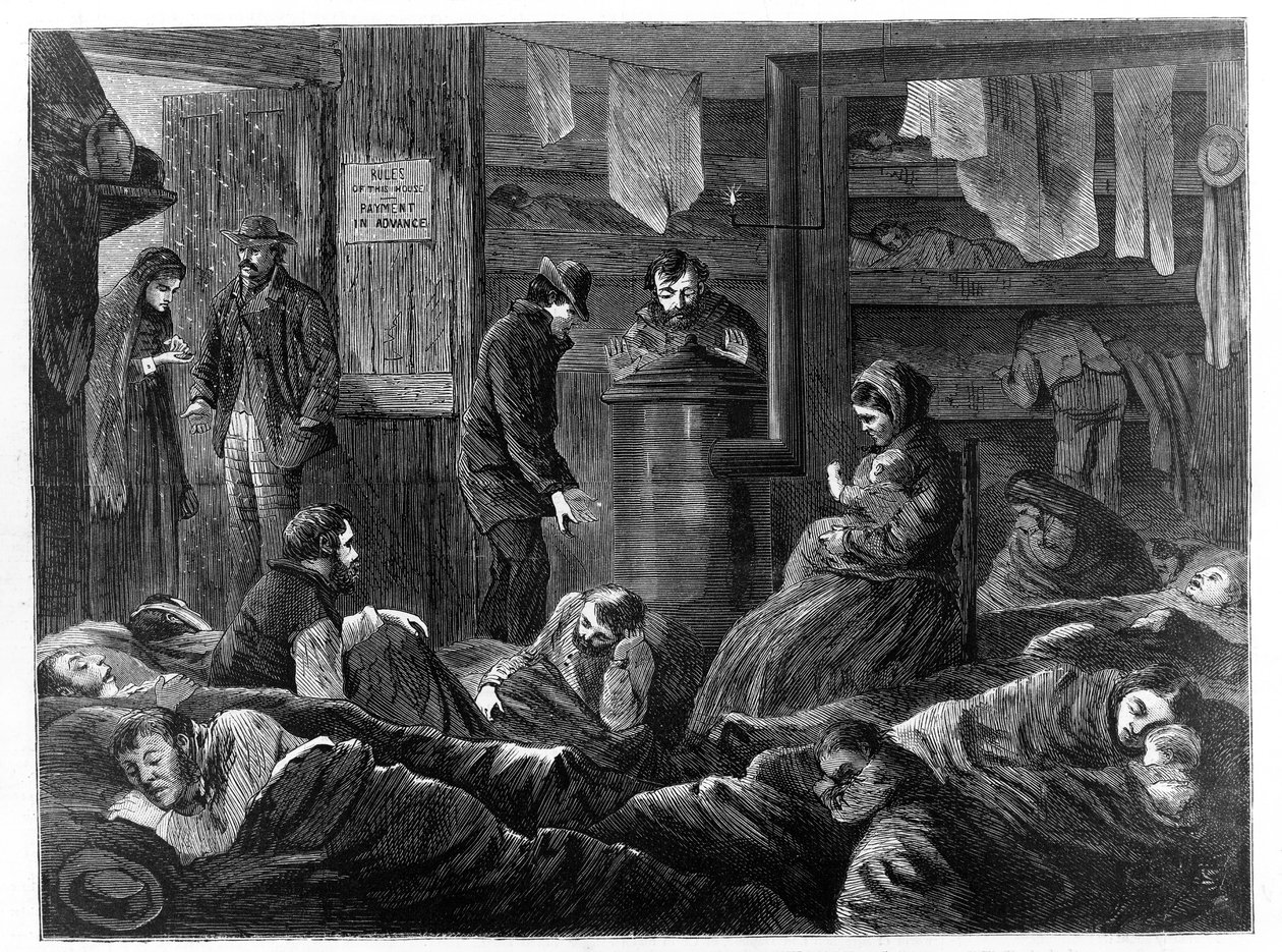 Underground Lodgings for the Poor, Greenwich Street, New York, fra Harper