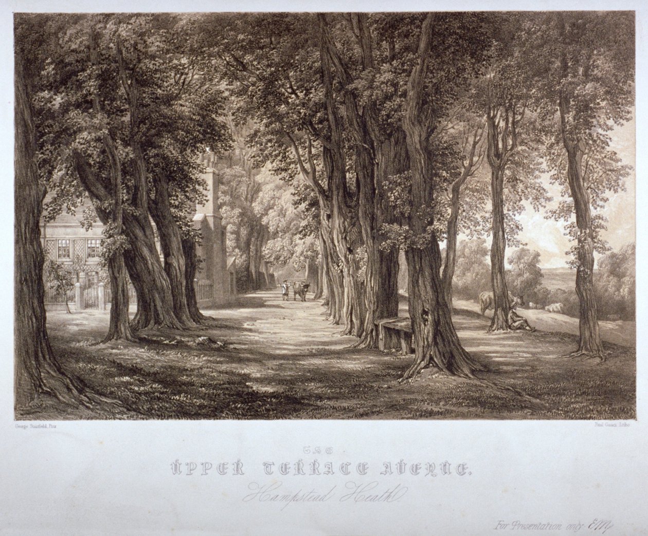 The Upper Terrace Avenue, Hampstead Heath, London, c1840 af Paul Gauci