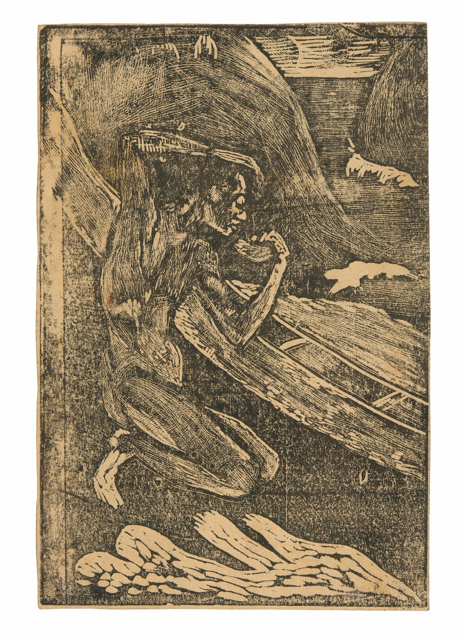 En fisker drikker ved siden af sin kano af Paul Gauguin