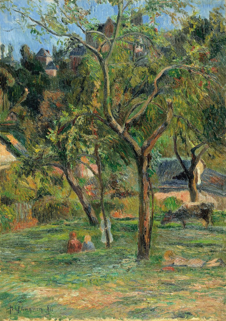 En frugthave under kirken Bihorel, 1884 af Paul Gauguin